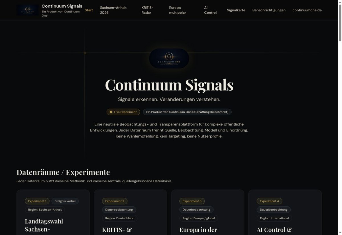 Continuum Signals – project view