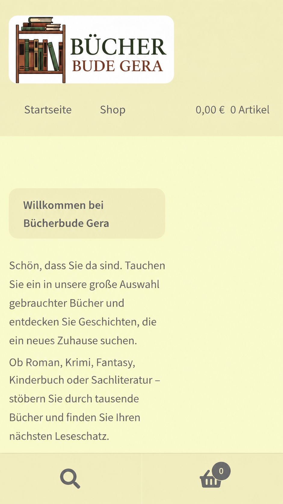 Screenshot of the BücherBudeGera website
